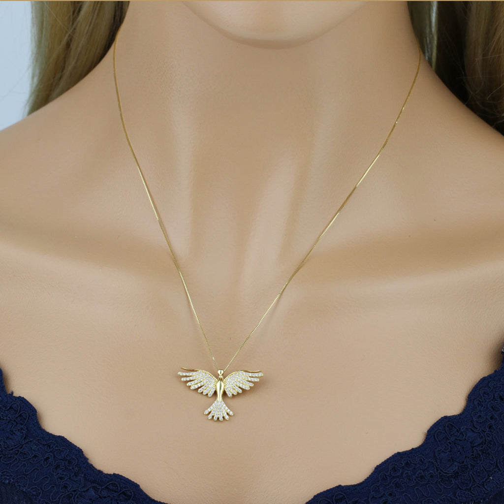 Pingente Espírito Santo Cravejado Zircônias em Ouro 18K
