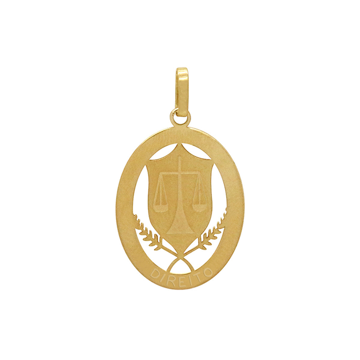 Pingente Formatura Oval Direito 15x19 mm em Ouro 18K