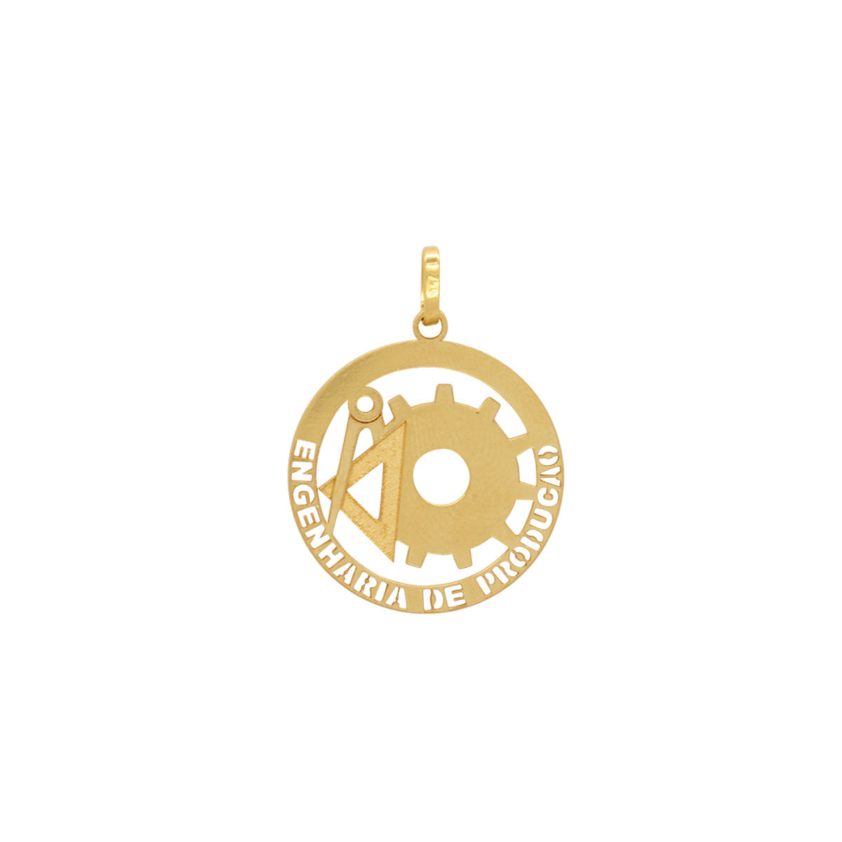 Pingente Formatura Redondo Engenharia de Produção 19 mm em Ouro 18K