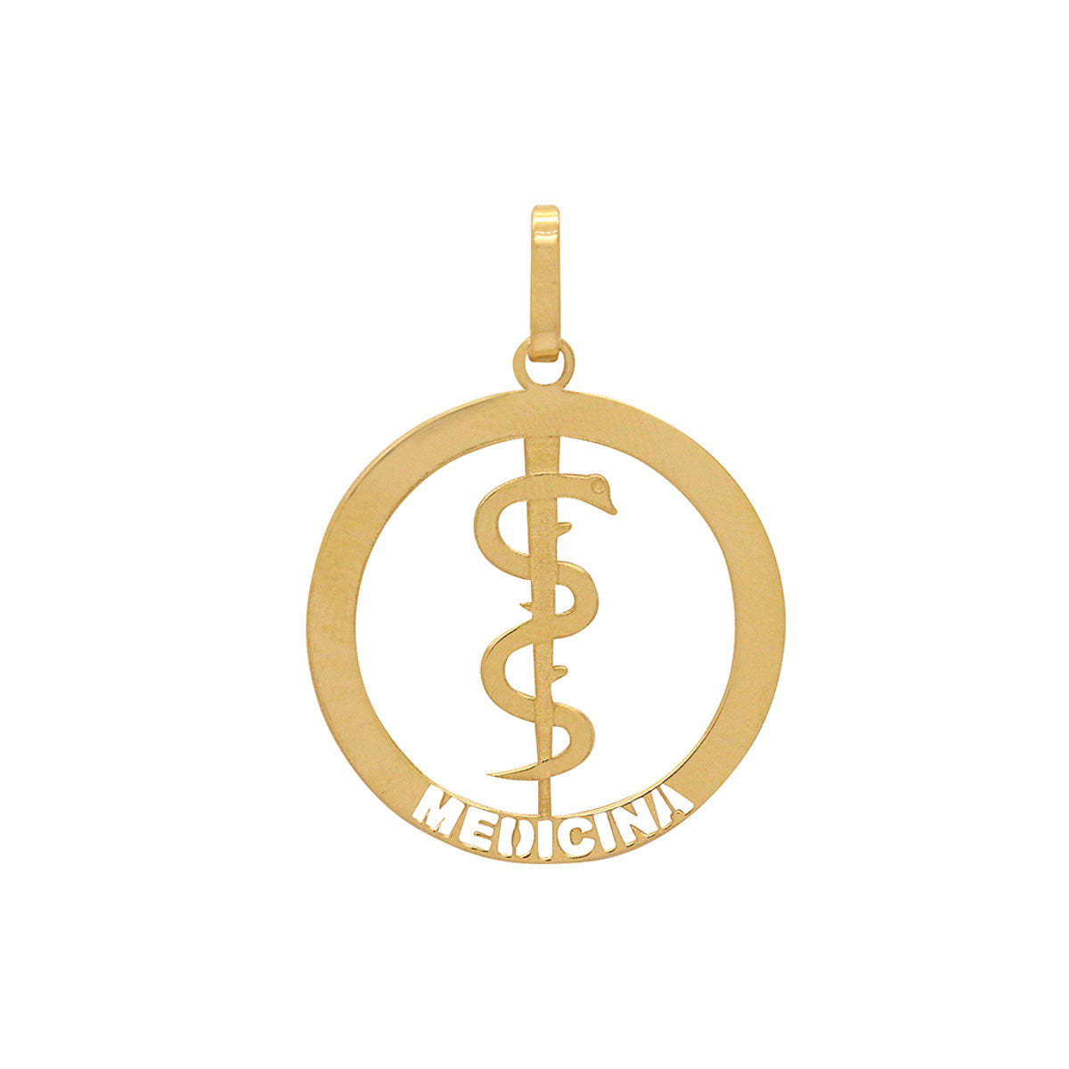 Pingente Formatura Redondo Medicina 19 mm em Ouro 18K