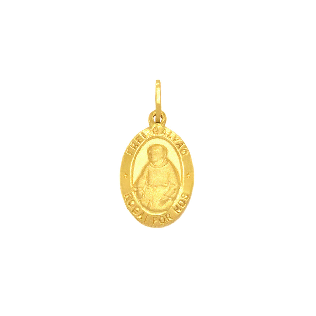 Pingente Frei Galvão Oval Pequeno em Ouro 18K