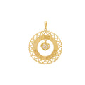 Pingente Mandala 'Amo Meus Netos" Borda Corações Cravejado Zircônias em Ouro 18K