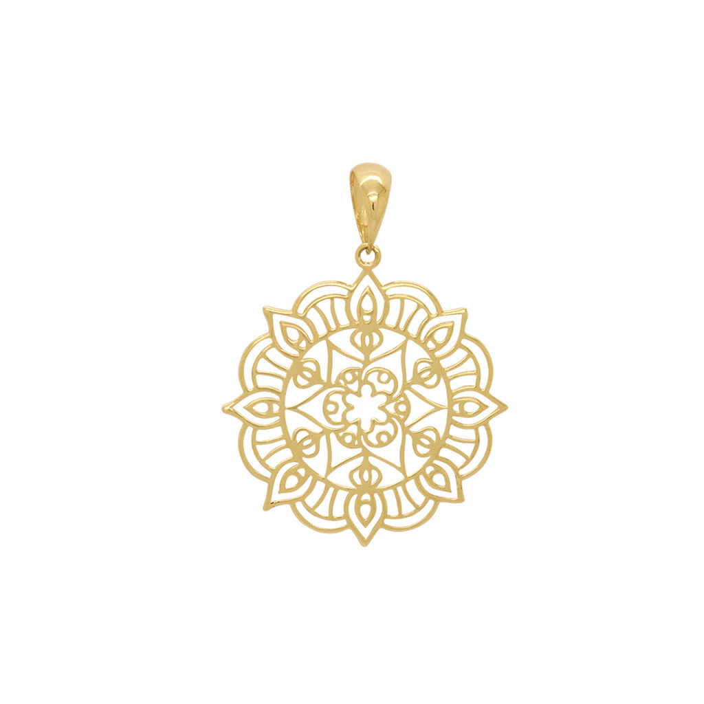 Pingente Mandala Flor Vazada em Ouro 18K