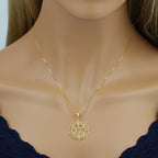 Pingente Mandala Flor Vazada em Ouro 18K