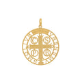 Pingente Medalha de São Bento Lisa e Acetinada em Ouro 18K