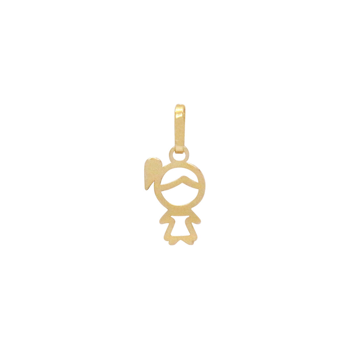 Pingente Menina Cabeça e Roupa Vazada em Ouro 18K