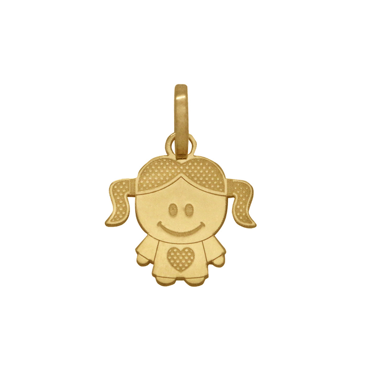 Pingente Menina Chapa Trabalhada Laser Feminino em Ouro 18K