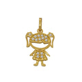 Pingente Menina Pequena Cravejada Zircônias em Ouro 18K