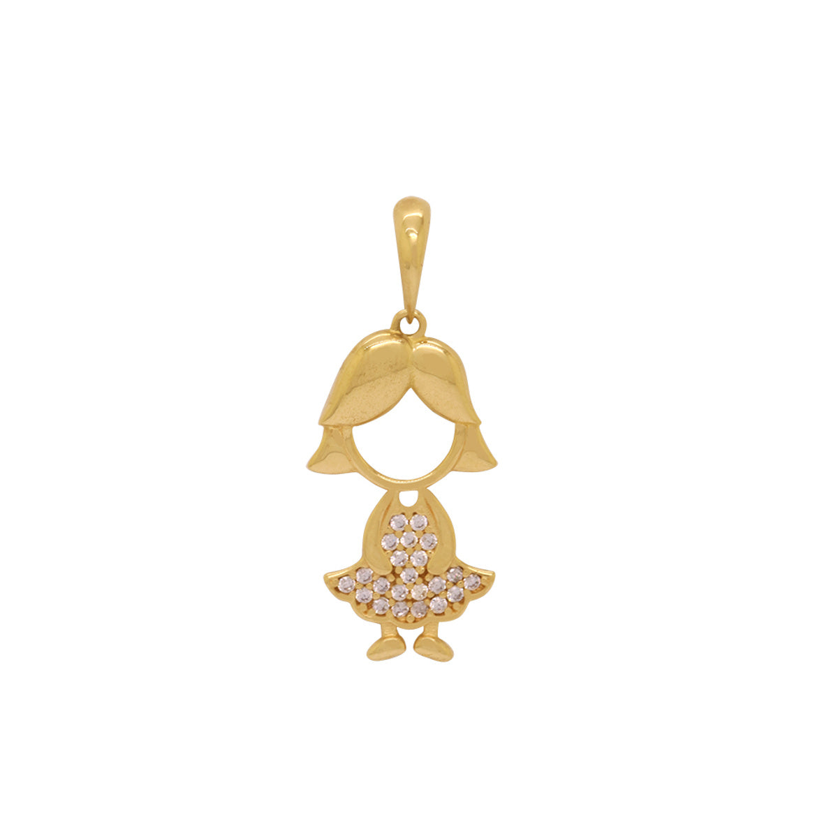 Pingente Menina Zircônias Brancas em Ouro 18K