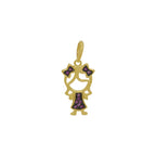 Pingente Menina Zircônias Vermelhas Rodinado em Ouro 18K