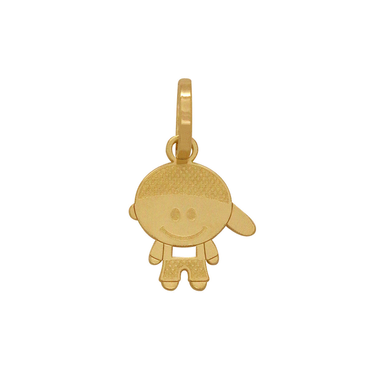 Pingente Menino Chapa Trabalhado Laser em Ouro 18K