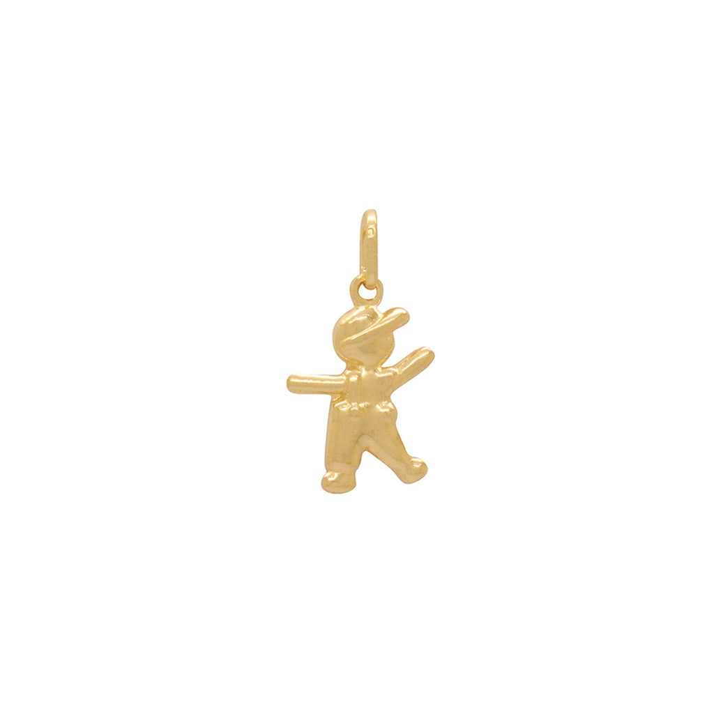 Pingente Menino Estampado Alto Relevo em Ouro 18K