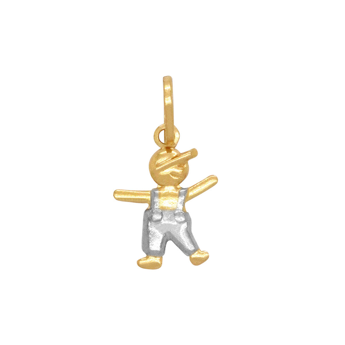 Pingente Menino Estampado Alto Relevo em Ouro 18K