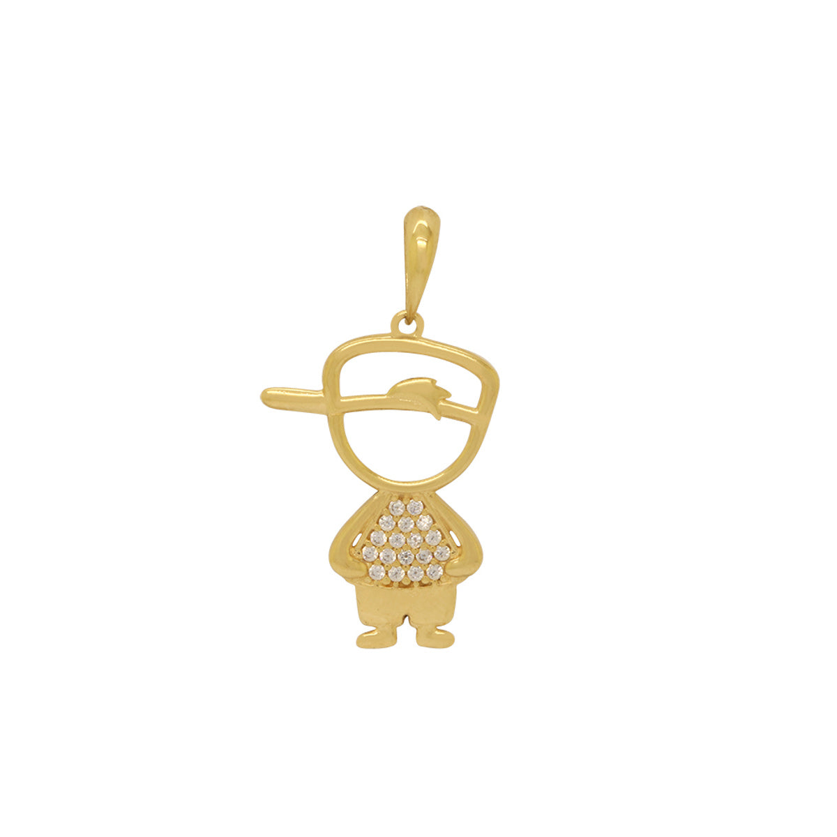 Pingente Menino Zircônias Brancas em Ouro 18K