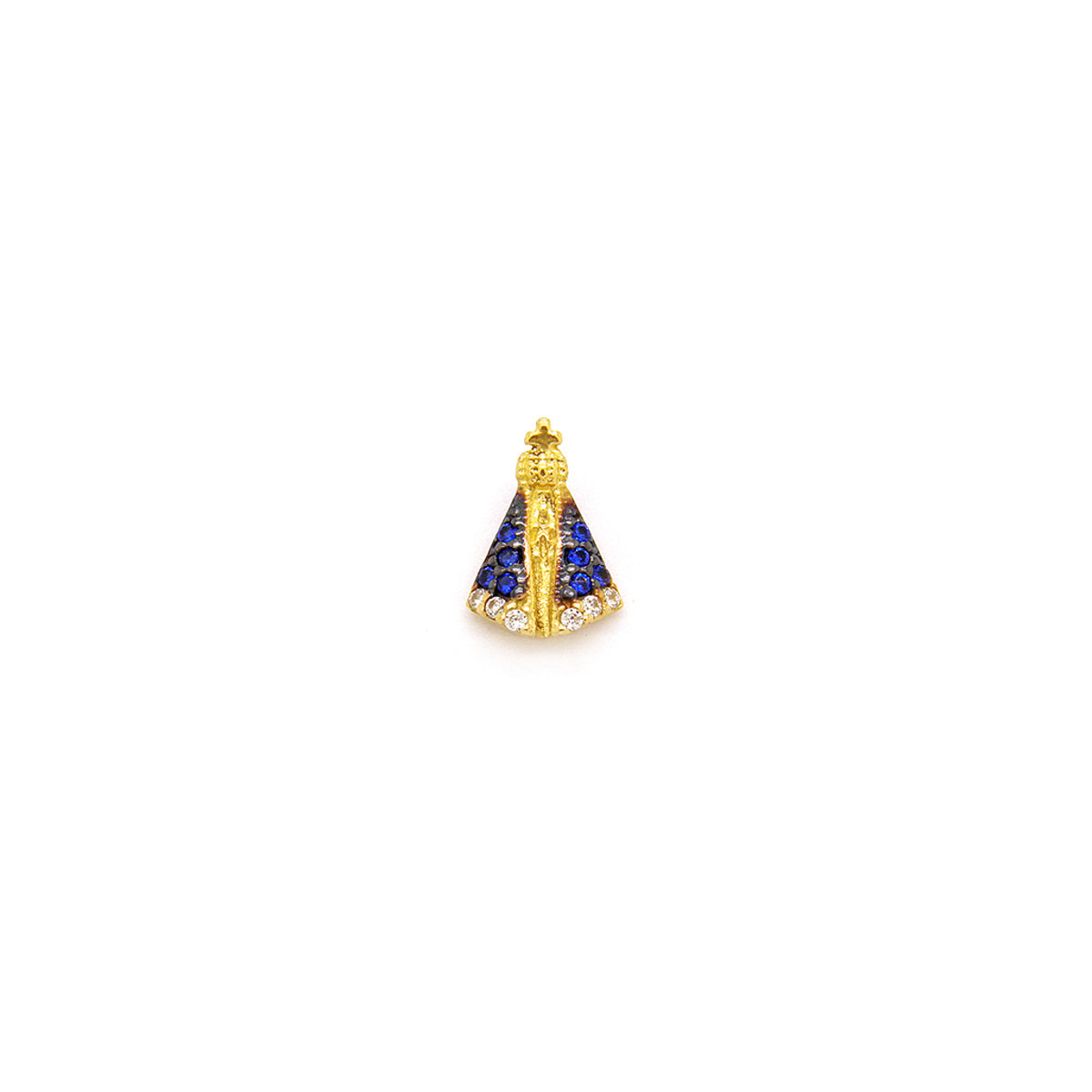 Pingente N. Sra. Aparecida Pequena Cravejado de Zircônias Feminino em Ouro 18K