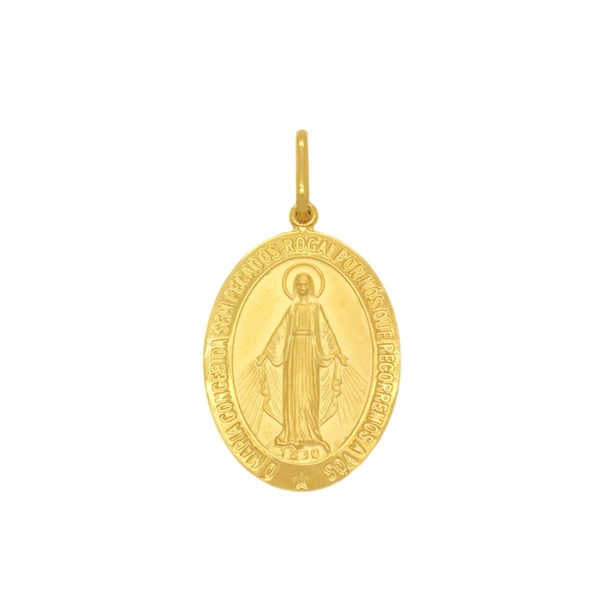 Pingente Nossa Senhora das Graças Oval Grande Feminino em Ouro 18K