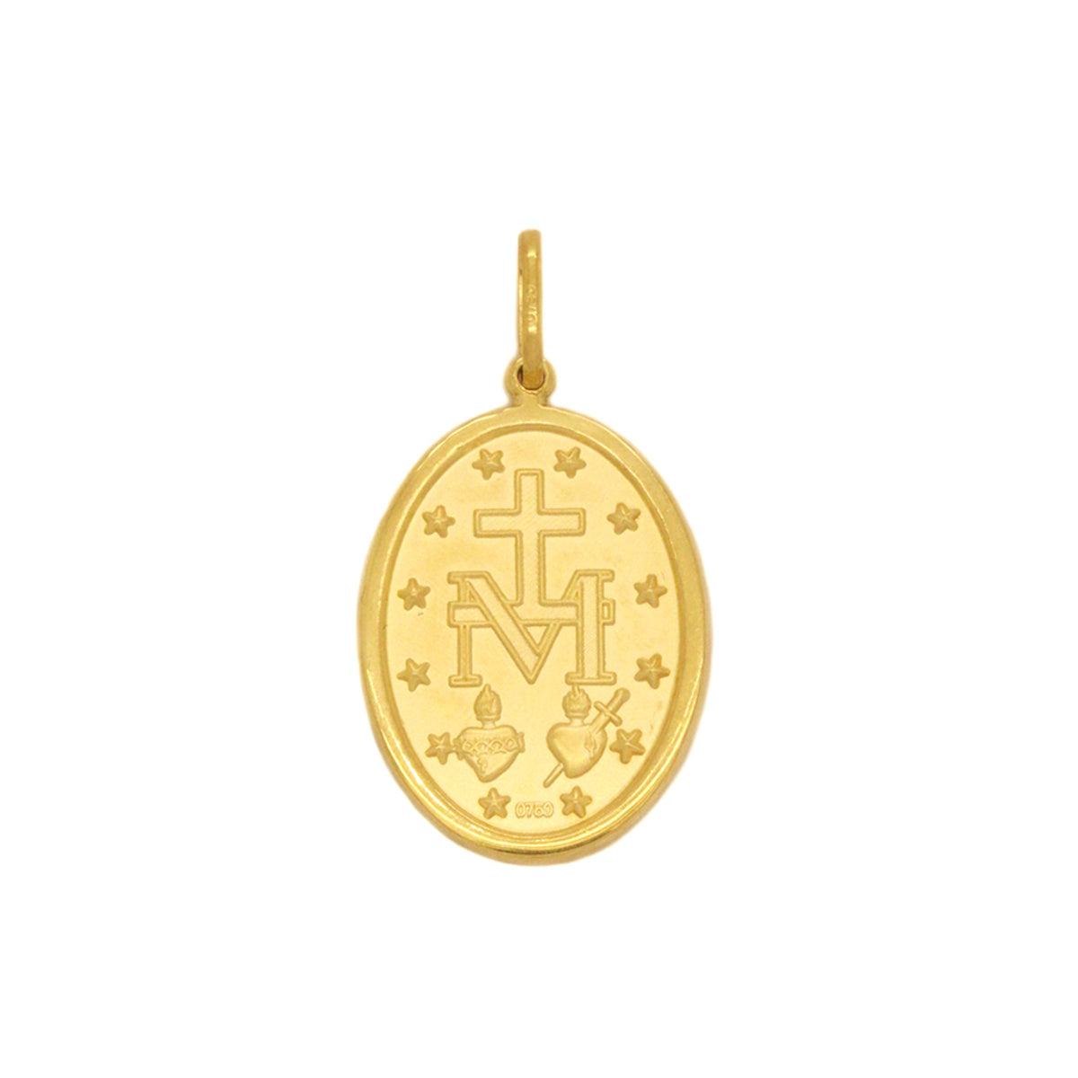 Pingente Nossa Senhora das Graças Oval Grande Feminino em Ouro 18K