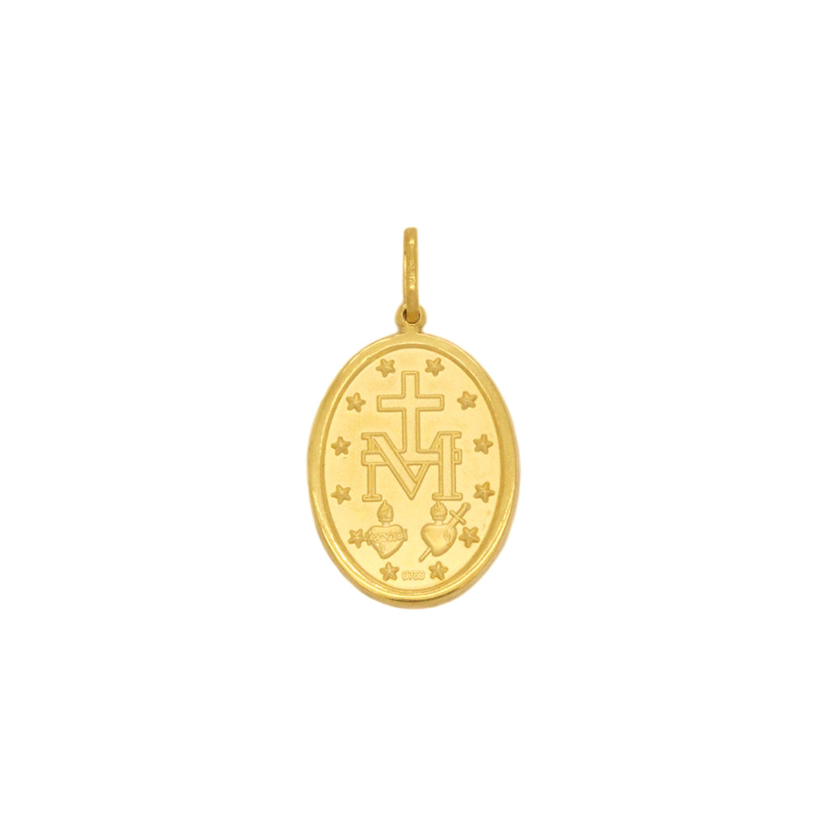 Pingente Nossa Senhora das Graças Oval Médio Feminino em Ouro 18K