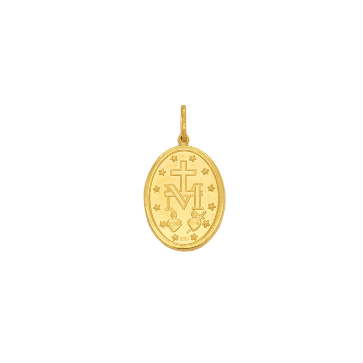 Pingente Nossa Senhora das Graças Oval Pequeno Feminino em Ouro 18K