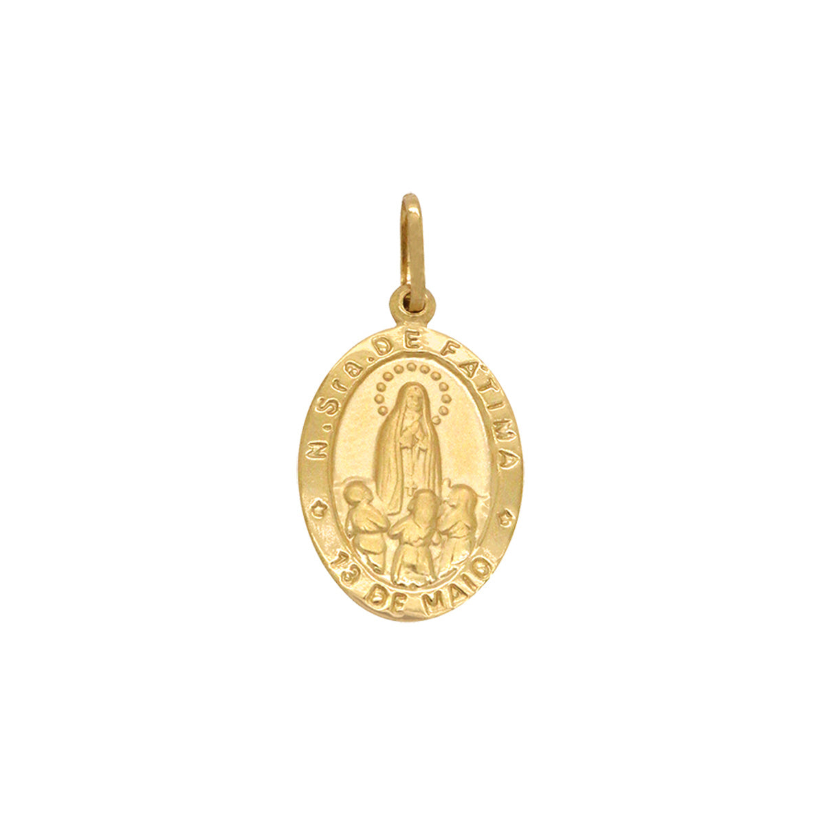 Pingente Nossa Senhora de Fátima Oval Médio em Ouro 18K