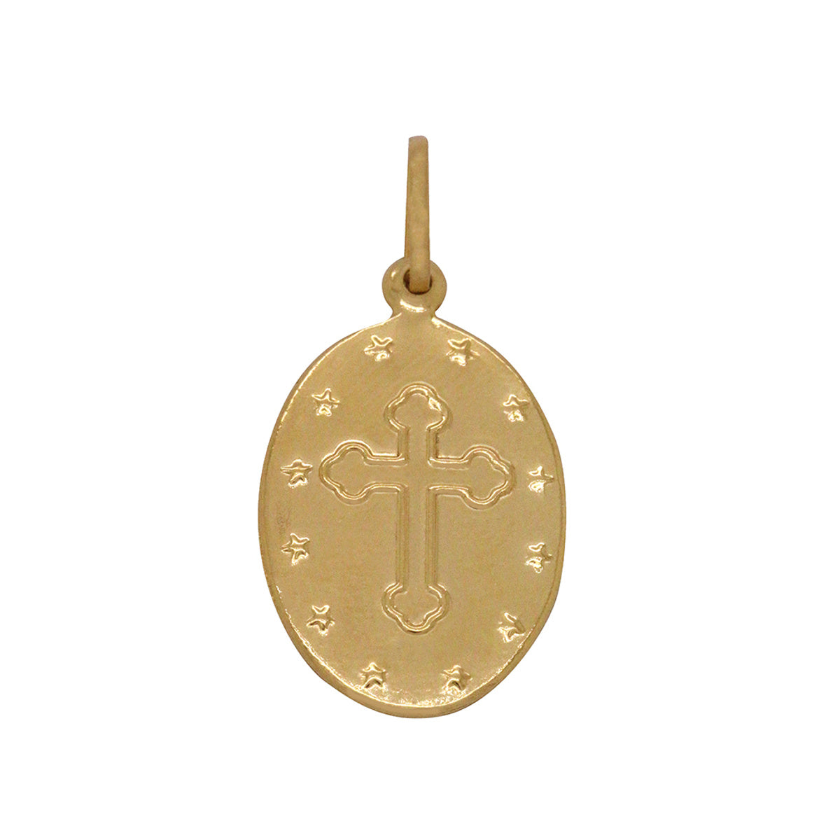 Pingente Nossa Senhora de Fátima Oval Médio em Ouro 18K