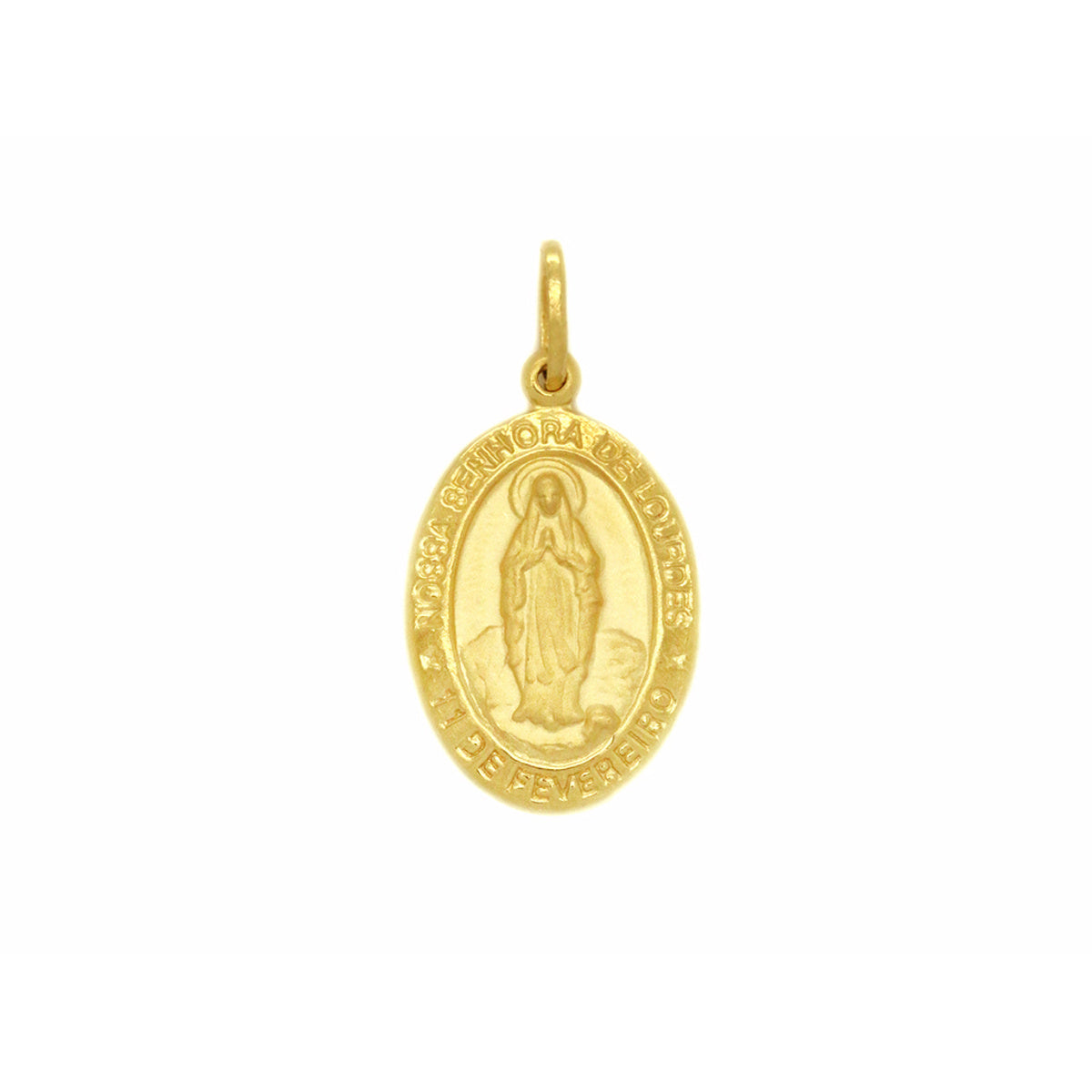 Pingente Nossa Senhora de Lurdes Oval Médio em Ouro 18K