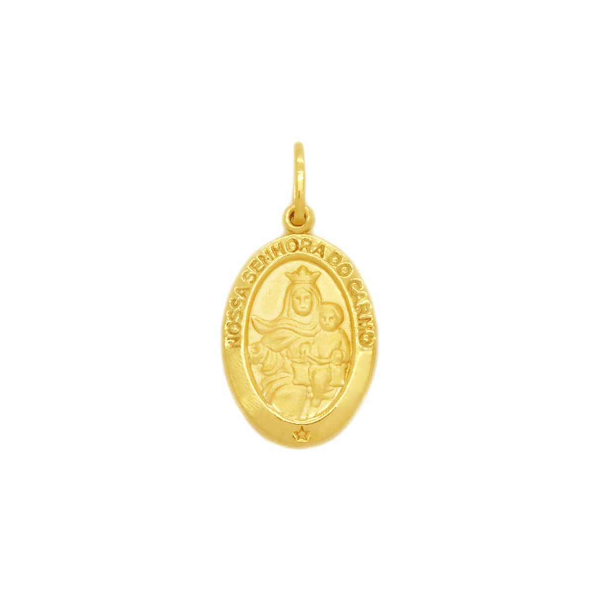 Pingente Nossa Senhora do Carmo Oval Médio em Ouro 18K