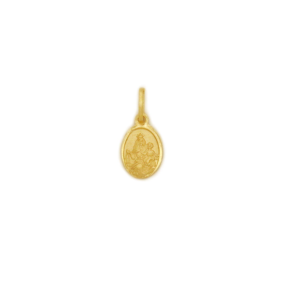 Pingente Nossa Senhora do Carmo Oval Mini em Ouro 18K