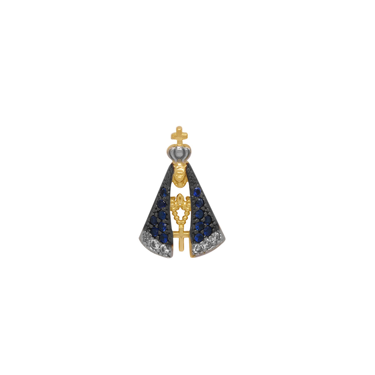Pingente Nossa Sra. Aparecida Cravejada Zircônias em Ouro 18K