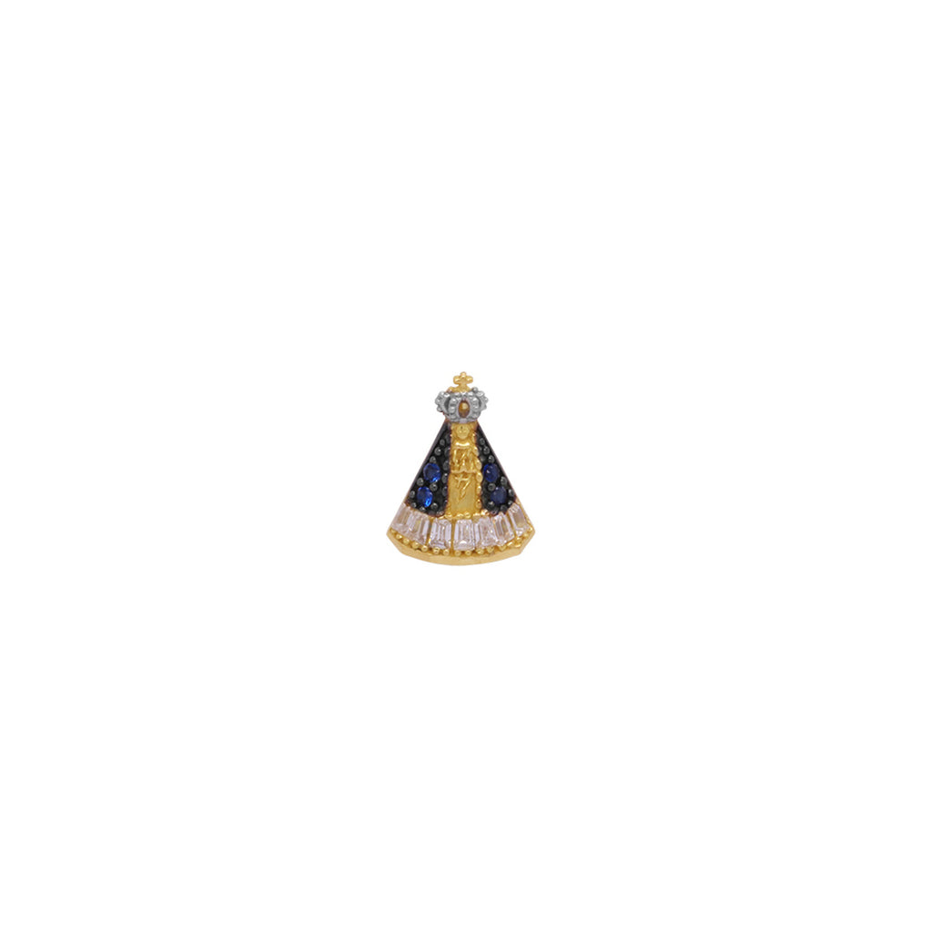Pingente Nossa Sra. Aparecida Cravejada Zircônias em Ouro 18K