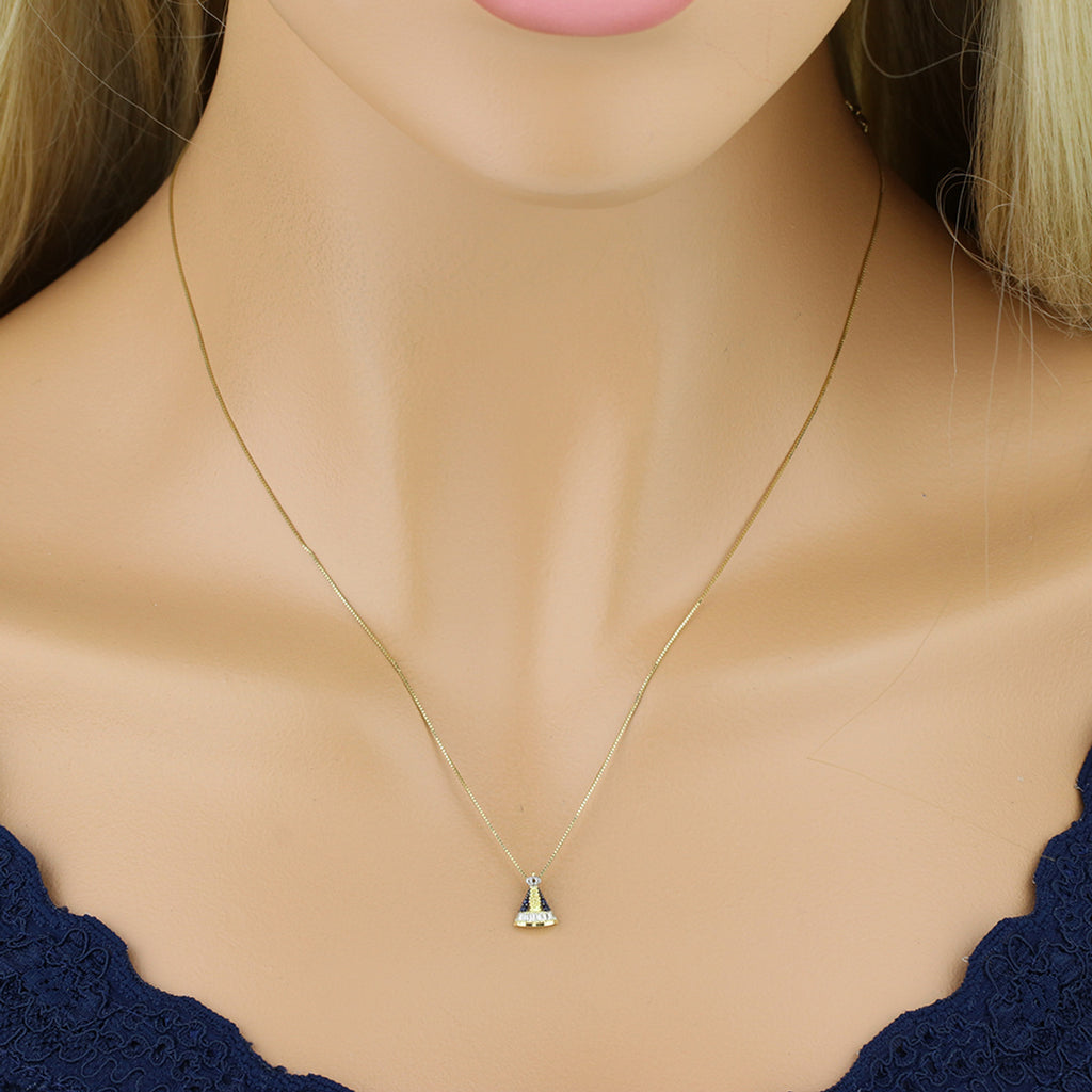 Pingente Nossa Sra. Aparecida Cravejada Zircônias em Ouro 18K