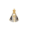Pingente Nossa Sra. Aparecida Média Cravejada Zircônias em Ouro 18K