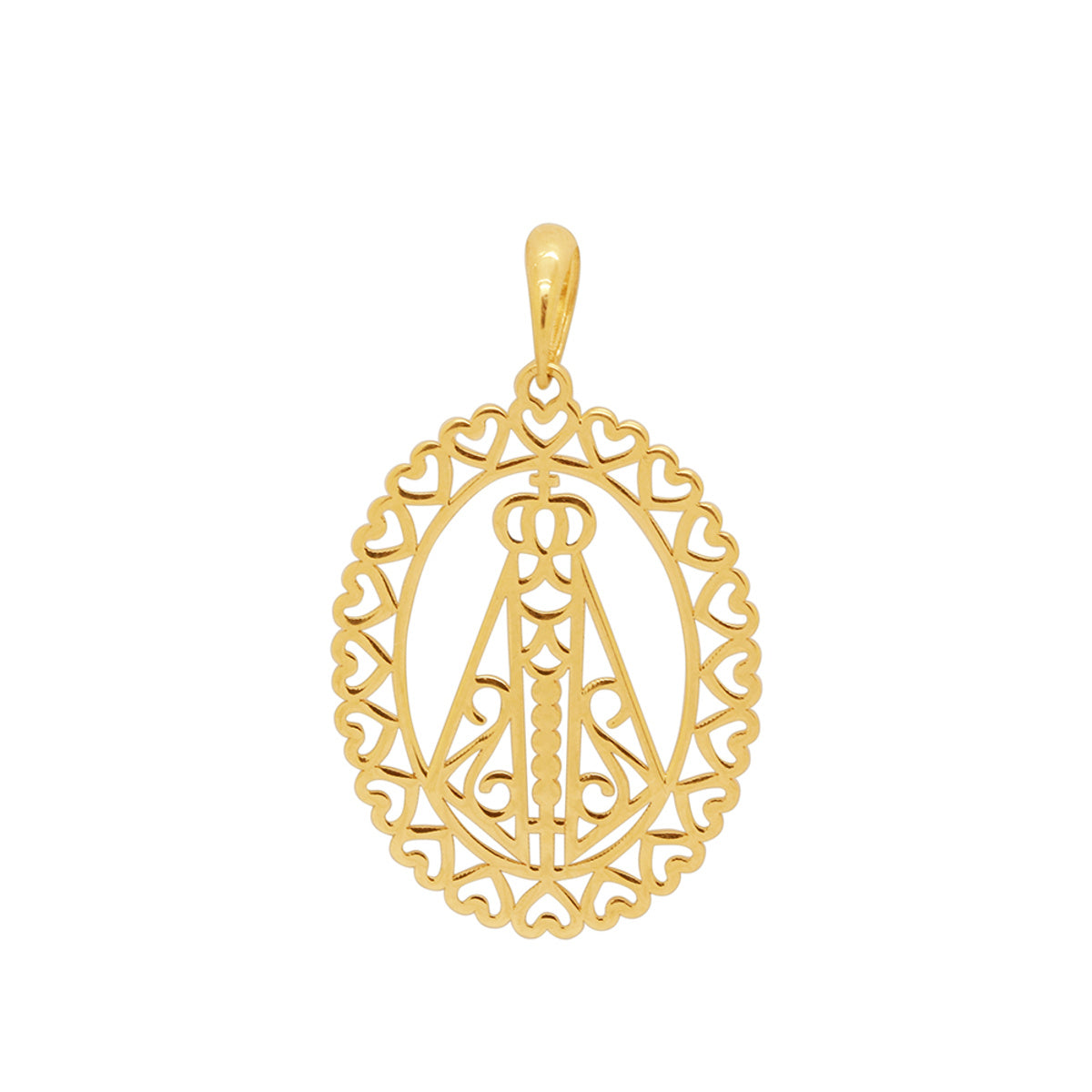 Pingente Nossa Sra. Aparecida Oval em Ouro 18K