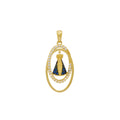 Pingente Nossa Sra. Aparecida Oval Fio Duplo Liso e Cravejado Zircônias em Ouro 18K