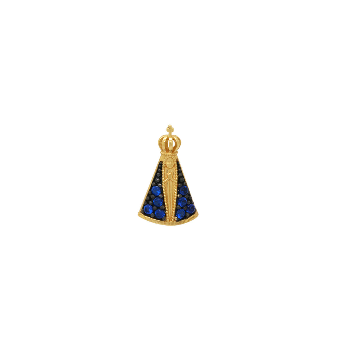 Pingente Nossa Sra. Aparecida Pequena Cravejada Zircônias em Ouro 18K