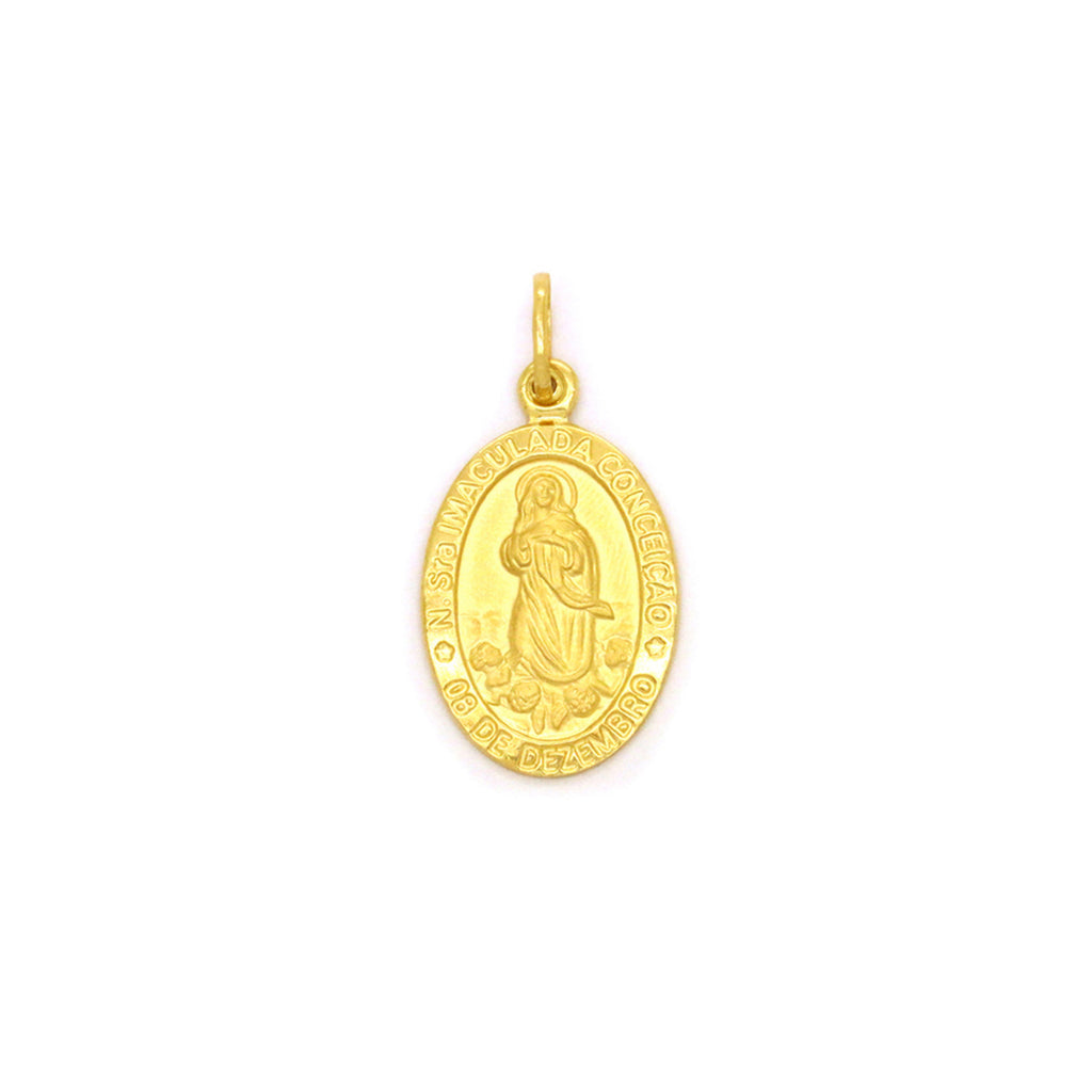 Pingente Nossa Sra. Imaculada Conceição Oval Pequeno em Ouro 18K