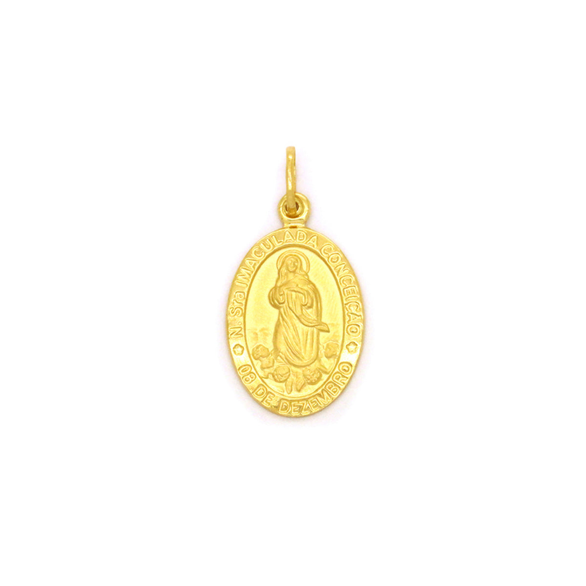 Pingente Nossa Sra. Imaculada Conceição Oval Pequeno em Ouro 18K