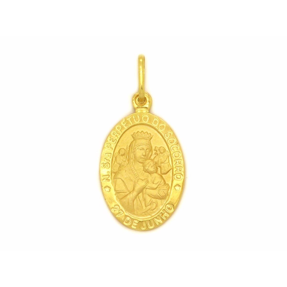 Pingente Nossa Sra. Perpétuo do Socorro Oval Grande em Ouro 18K