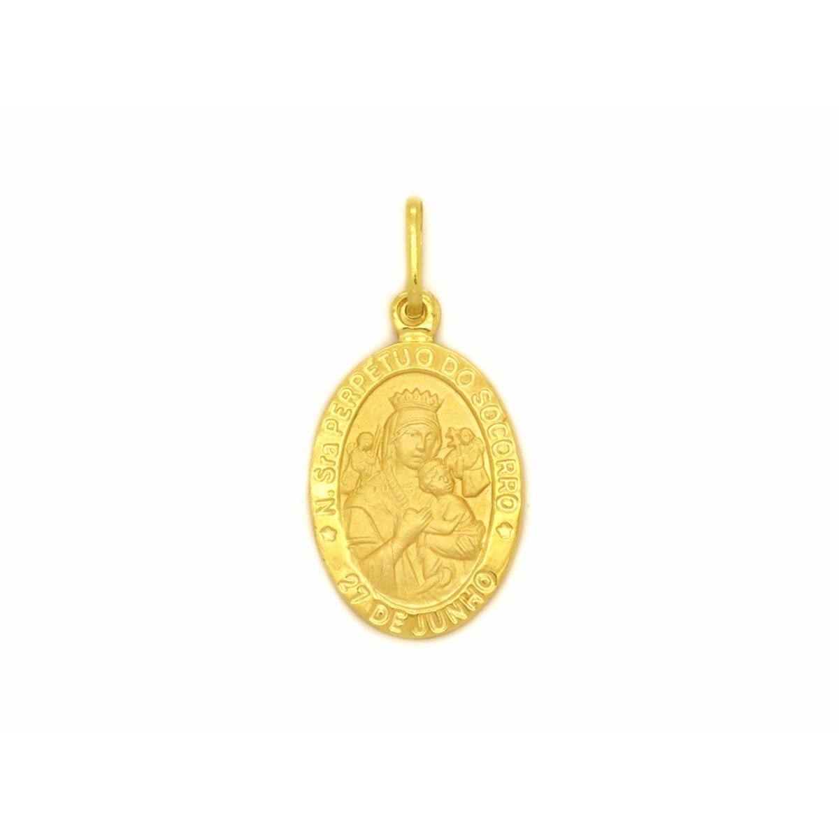 Pingente Nossa Sra. Perpétuo do Socorro Oval Médio em Ouro 18K