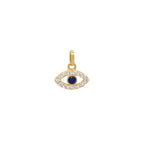 Pingente Olho Grego Vazado Centro Zircônia 2 mm Borda Cravejada em Ouro 18K