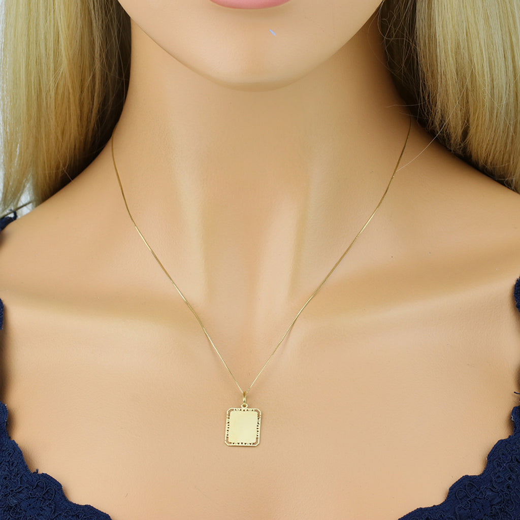 Pingente Placa Retangular em Ouro 18K