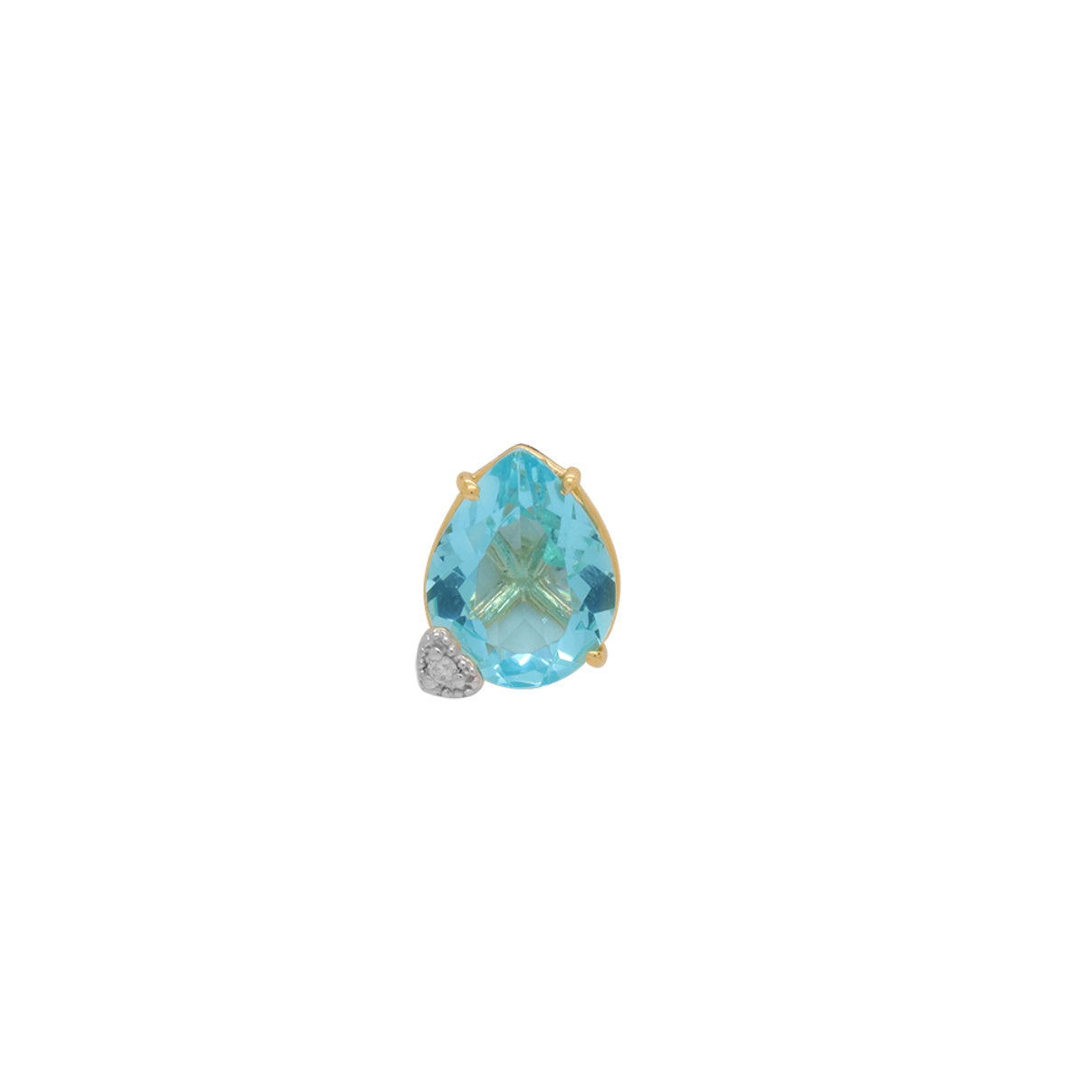 Pingente Ponto de Luz Cristal Gota 8x10 mm Canto Coração Cravejado em Ouro 18K