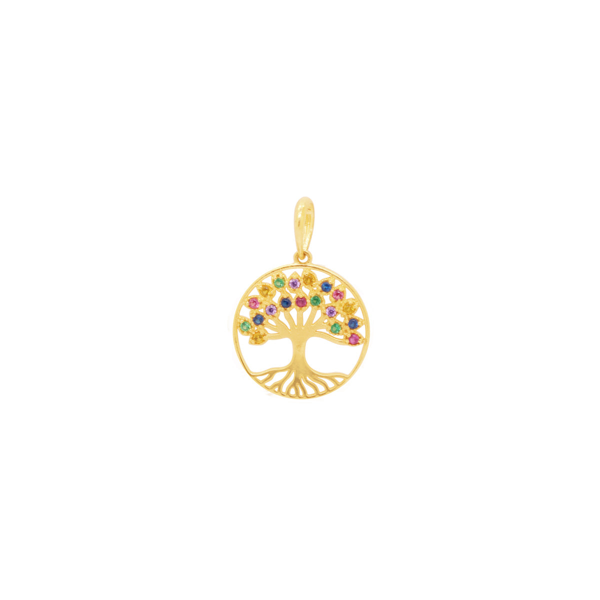 Pingente Redondo Zircônias em Ouro 18K