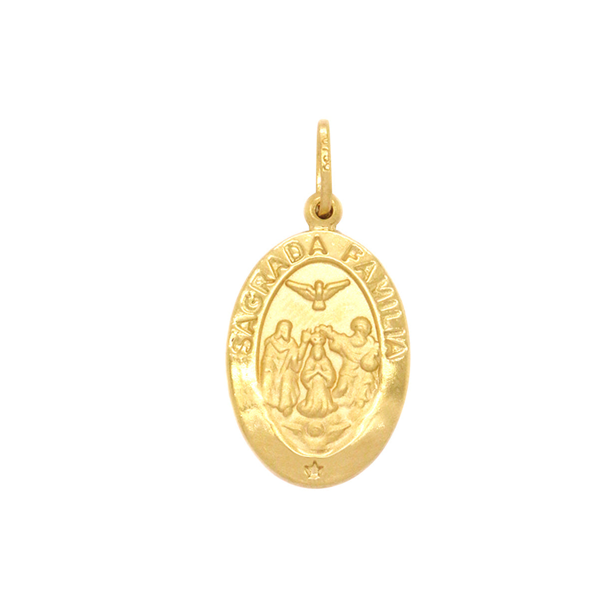 Pingente Sagrada Família Oval Médio em Ouro 18K