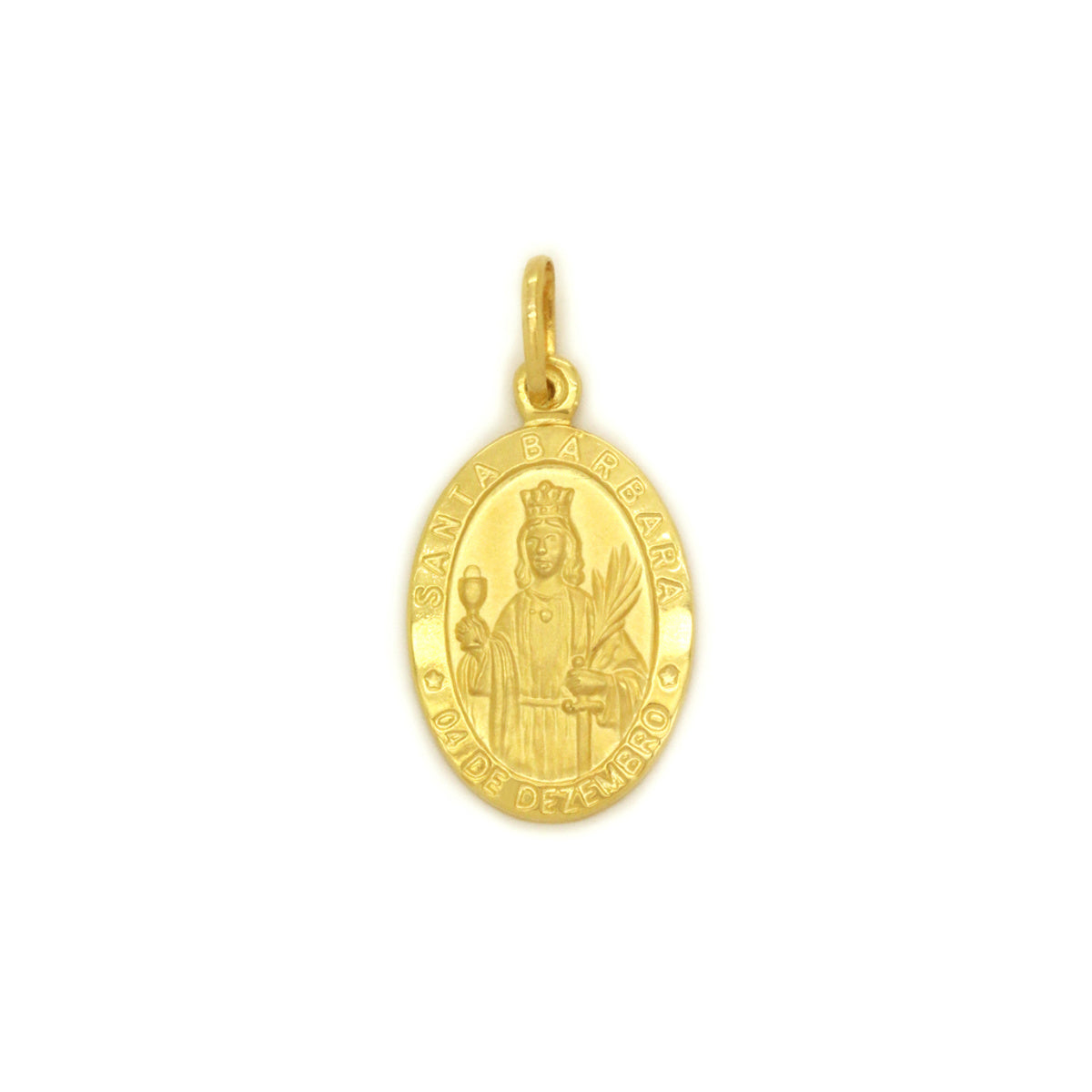 Pingente Santa Bárbara Oval Médio em Ouro 18K