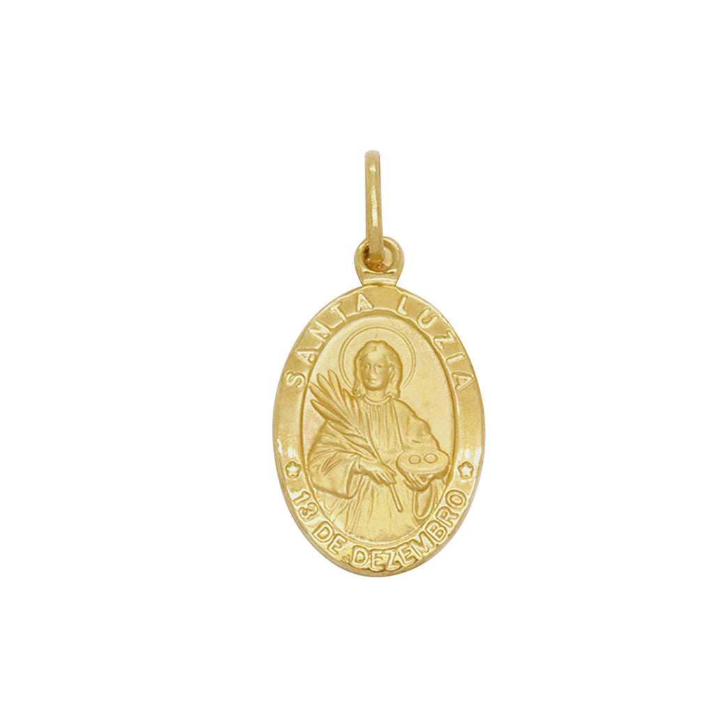 Pingente Santa Luzia Oval Pequeno em Ouro 18K