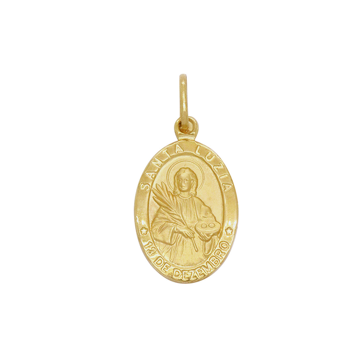 Pingente Santa Luzia Oval Pequeno em Ouro 18K