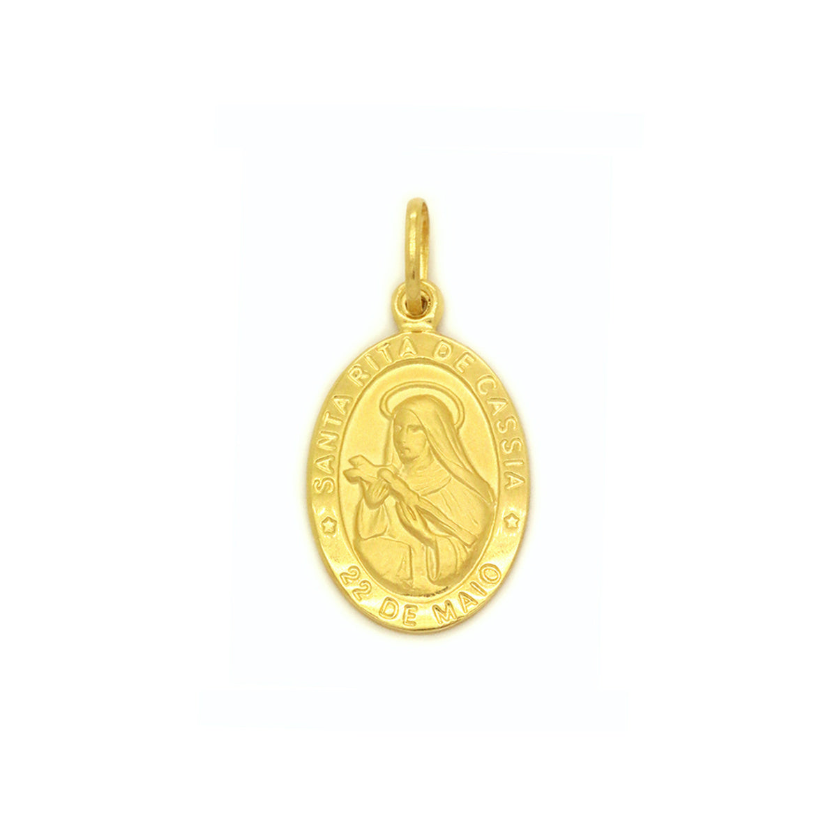 Pingente Santa Rita de Cassia Oval Médio em Ouro 18K