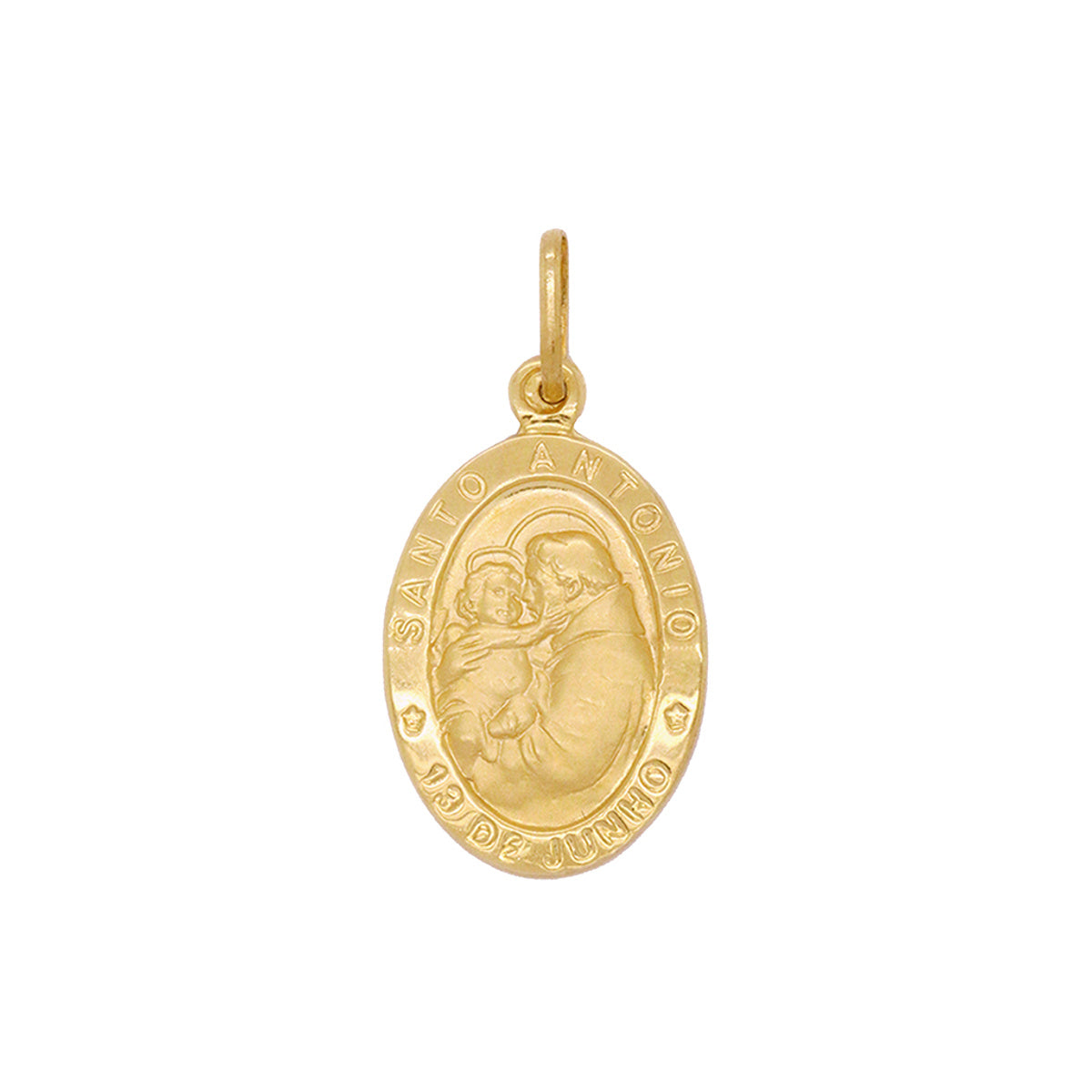 Pingente Santo Antônio Oval Médio em Ouro 18K