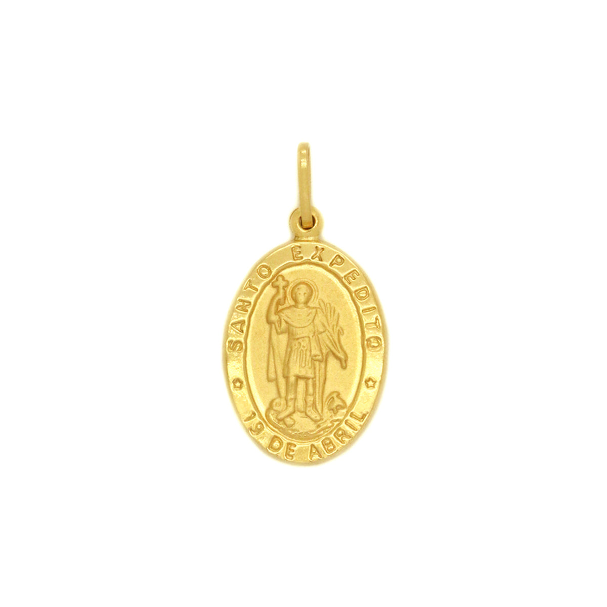 Pingente Santo Expedito Oval Médio em Ouro 18K